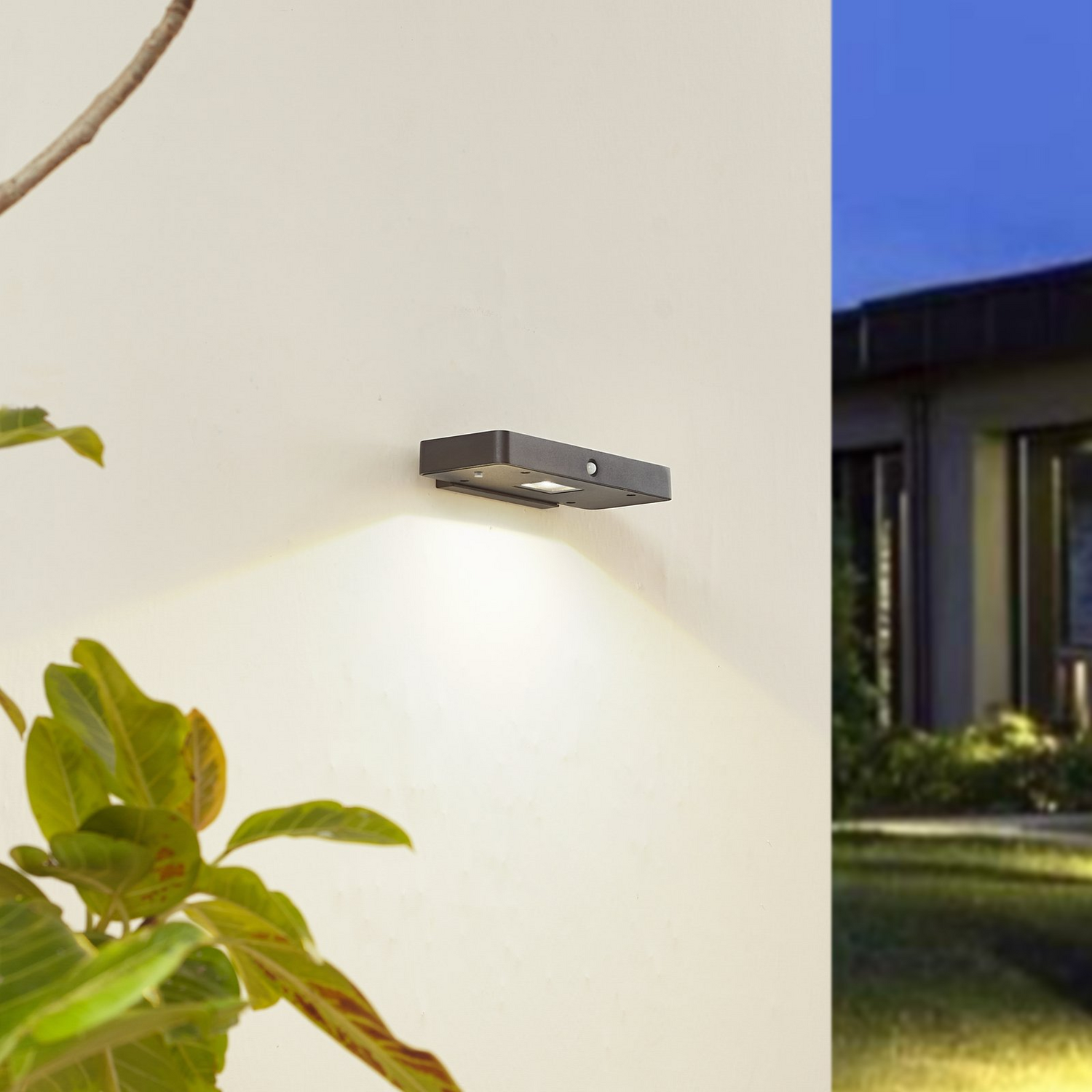 B-Ware Lucande Wandleuchte Wandlampe Solar Led Tavon Bewegungsmelder Dimmfunktion Schwa