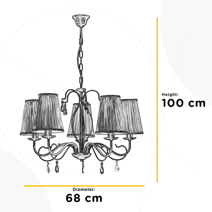 Kronleuchter Delia bronzefarben 5-flammig Ø 68 cm Deckenlampe Deckenleuchte Spot
