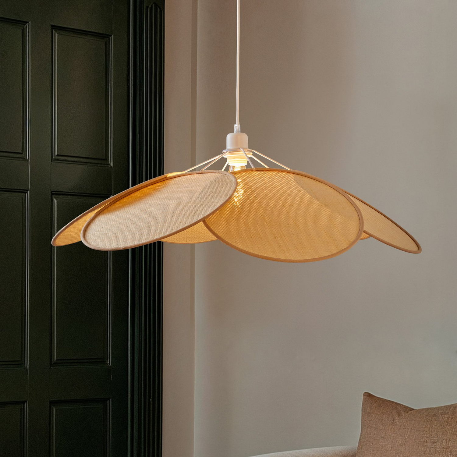 B-Ware Lindby Hängeleuchte Astraia Natur Weiß Rattan ø 80 Cm Deckenlampe Lampe Leuchte