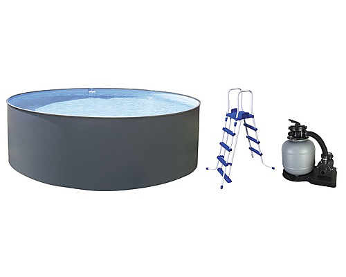 Stahlwandbecken Set ø457cm H120cm Leiter Skimmer Filteranlage Schwimmbecken Pool B-Ware