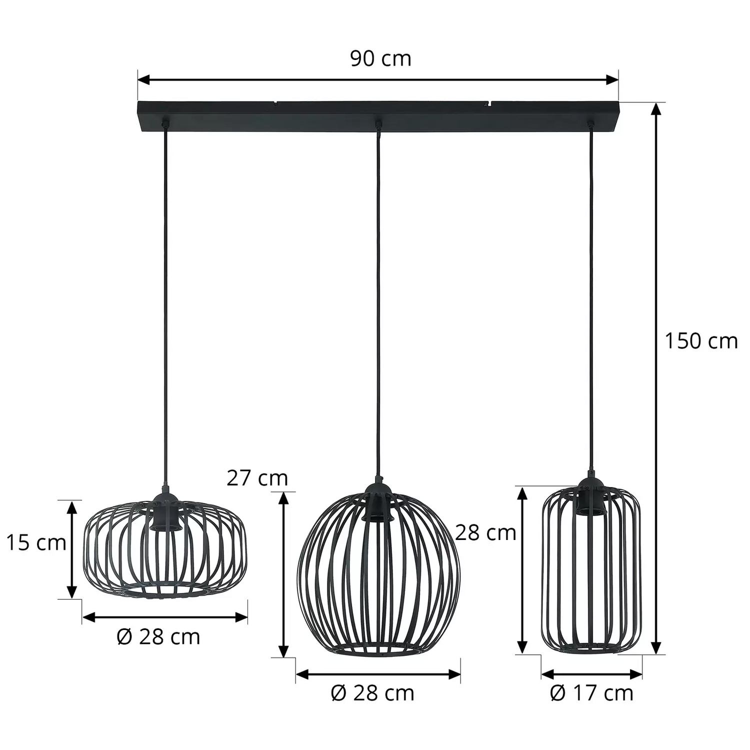 B-Ware Lindby Krish Pendellampe Käfigoptik Dreiflammig Deckenlampe Lampe Leuchte Spot