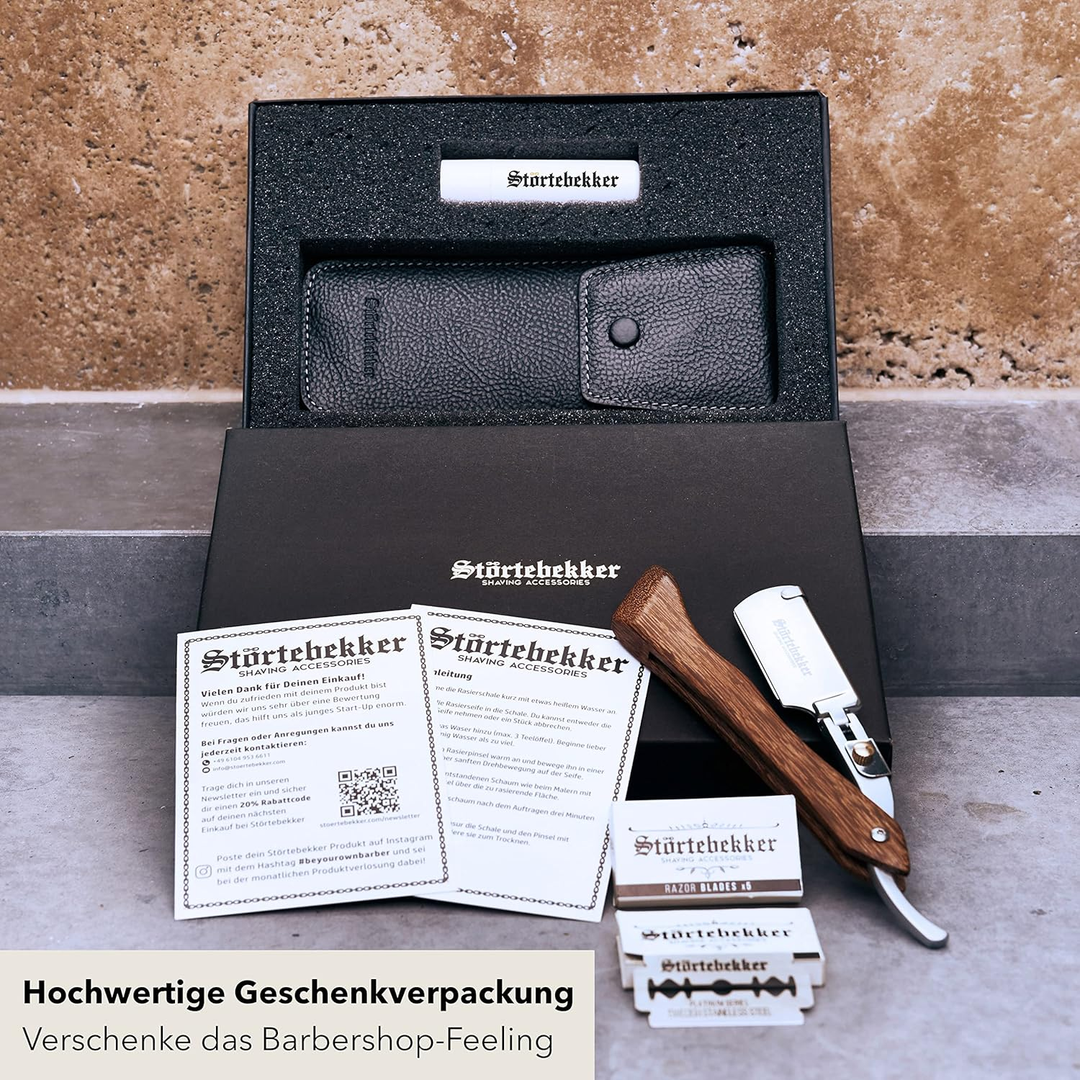 Störtebekker Rasiermesser Rasierer Bartrasierer 10 Ersatzklingen Echtleder Rasur B-Ware