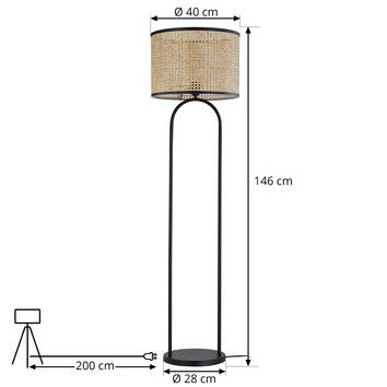 Lindby Yaelle Stehleuchte Stehlampe Standleuchte Lampe Metall Rattan Höhe 146cm