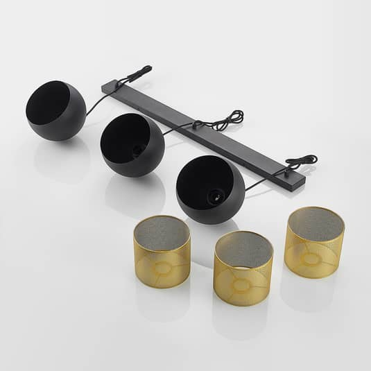 Lucande Sivanel Hängeleuchte Hängeleuchte Lampe Leuchte Dreiflammig Gold Schwarz B-Ware - 4251911726336