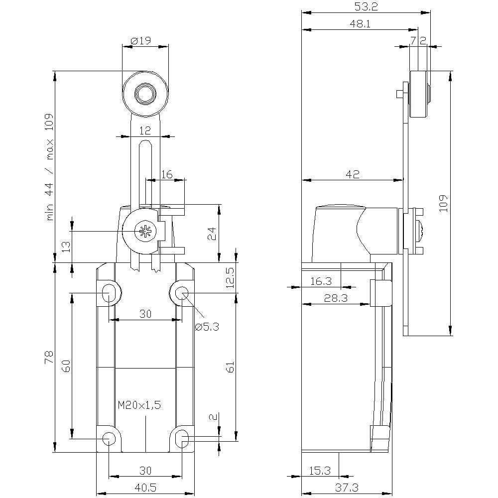 Siemens 3SE51120CH50 3SE5112-0CH50 Positionsschalter 6 A Schwenkhebel Hebel