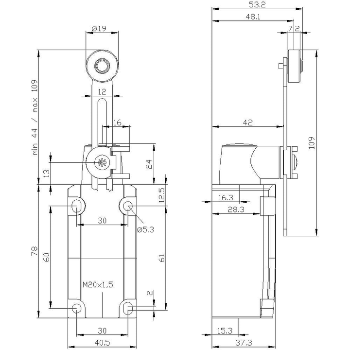 Siemens 3SE51120CH50 3SE5112-0CH50 Positionsschalter 6 A Schwenkhebel Hebel