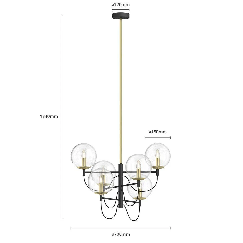 Lucande Sotiana Hängeleuchte Hängeleuchte Leuchte Lampe E14 6 Glaskugeln Mess599 B-Ware