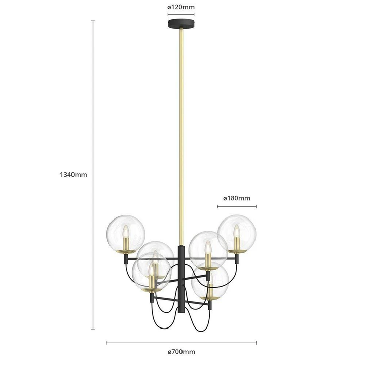 Lucande Sotiana Hängeleuchte Hängeleuchte Leuchte Lampe E14 6 Glaskugeln Mess599 B-Ware
