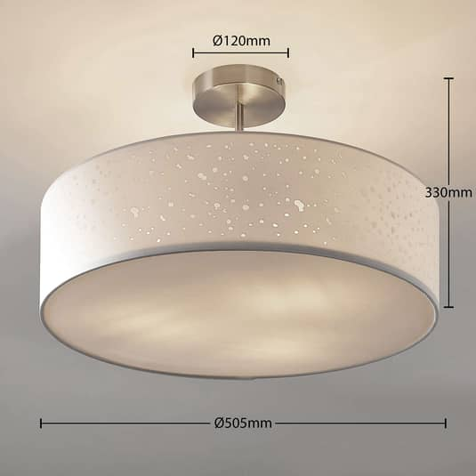 Plafonnier Lindby, suspension Umma, lampe de salon, Ø 50 cm, culot E27, blanc