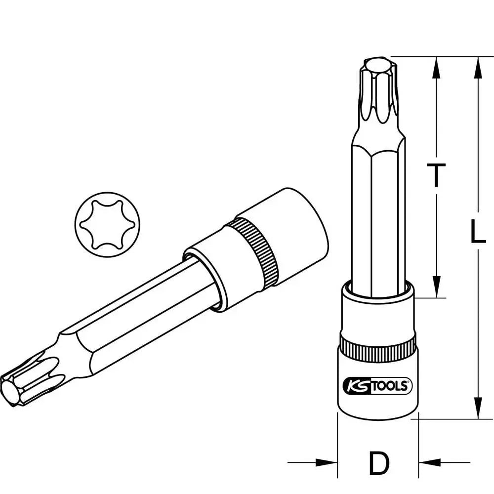 B-Ware Ks Tools Stecknuss Nuss Torx Innenvierkant T45 Cv Stahl 100 Mm 8 Stück - 4042146357798