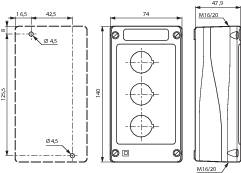 Baco Leergehäuse Gehäuse 3 Fach Leergehäuse Grau/Schwarz Ip66 3 Einbaustellen B-Ware - 3245062242037