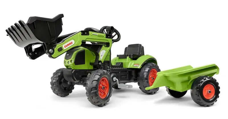 Falk Tretbaggerlader Claas Arion 410 Kinder Trettraktor Anhänger Grün 2040 Ml B-Ware