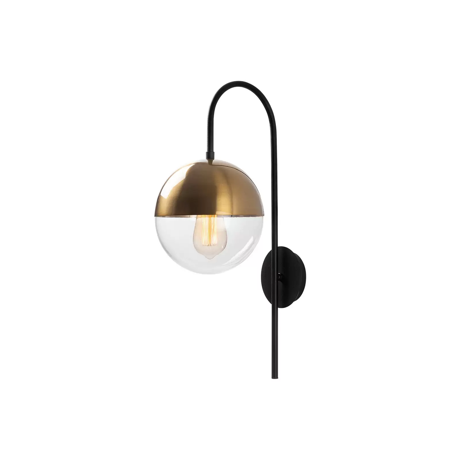 Wandleuchte Bastos 3055, Schwarz/Gold Antik/Klar Wandlampe Lampe Leuchte E27  B-Ware - 18145410