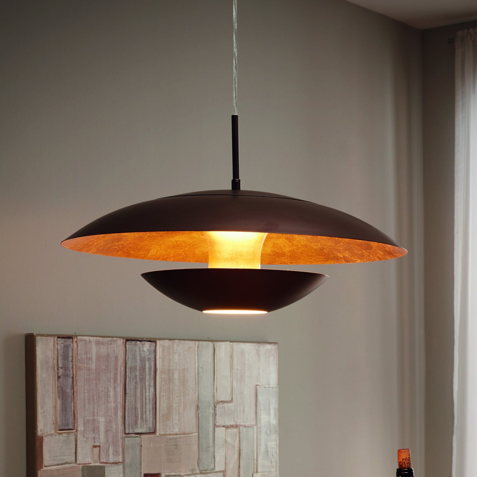 Eglo Hängeleuchte Nuvano LED Pendelleuchte Lampe dimmbar braun gold Ø 48 cm - 9002759957551