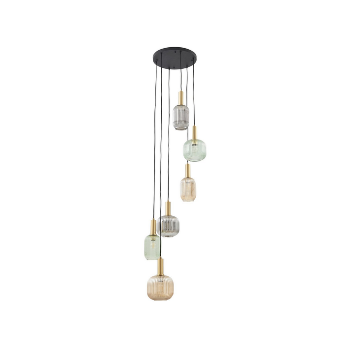 Lindby Hängeleuchte Doroteo Grün Amber Grau Glas Deckenlampe Hängelampe Lampe647 B-Ware