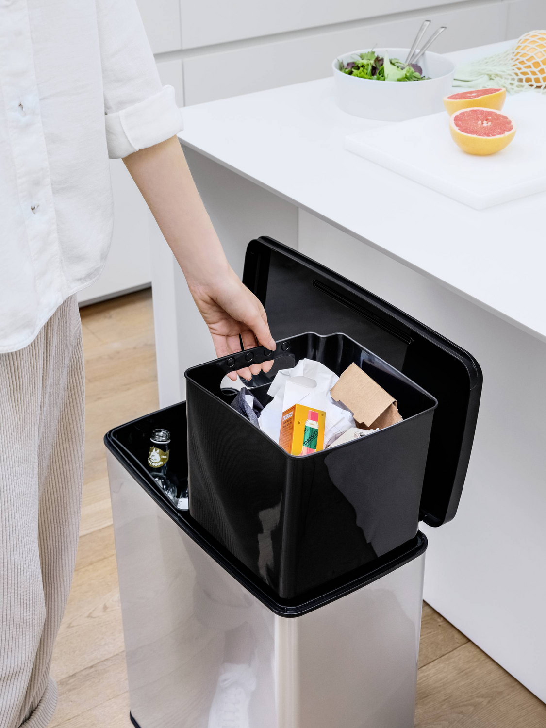 B-Ware Curver Deco Bin Slim 254619 Mülleimer 52 L 486 X 615 X 284 Mm Silber Eimer