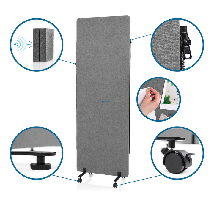 hjh OFFICE Trennwand Panel Raumteiler Sichtschutz dunkelgrau FLEXMIUT System