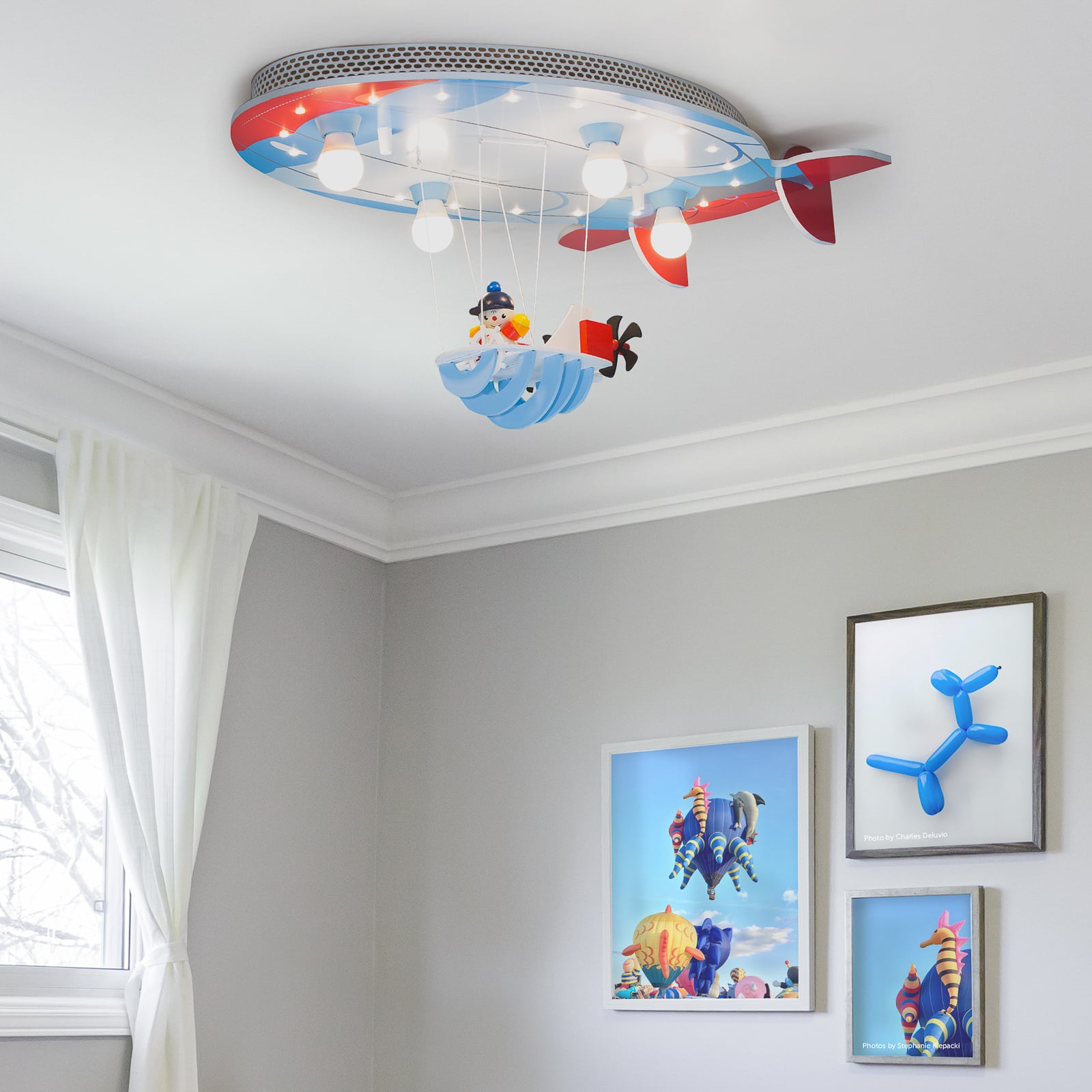 ELOBRA Deckenleuchte Luftschiff Joe LED Hängelampe Lampe dimmbar blau-rot - 4019698136133