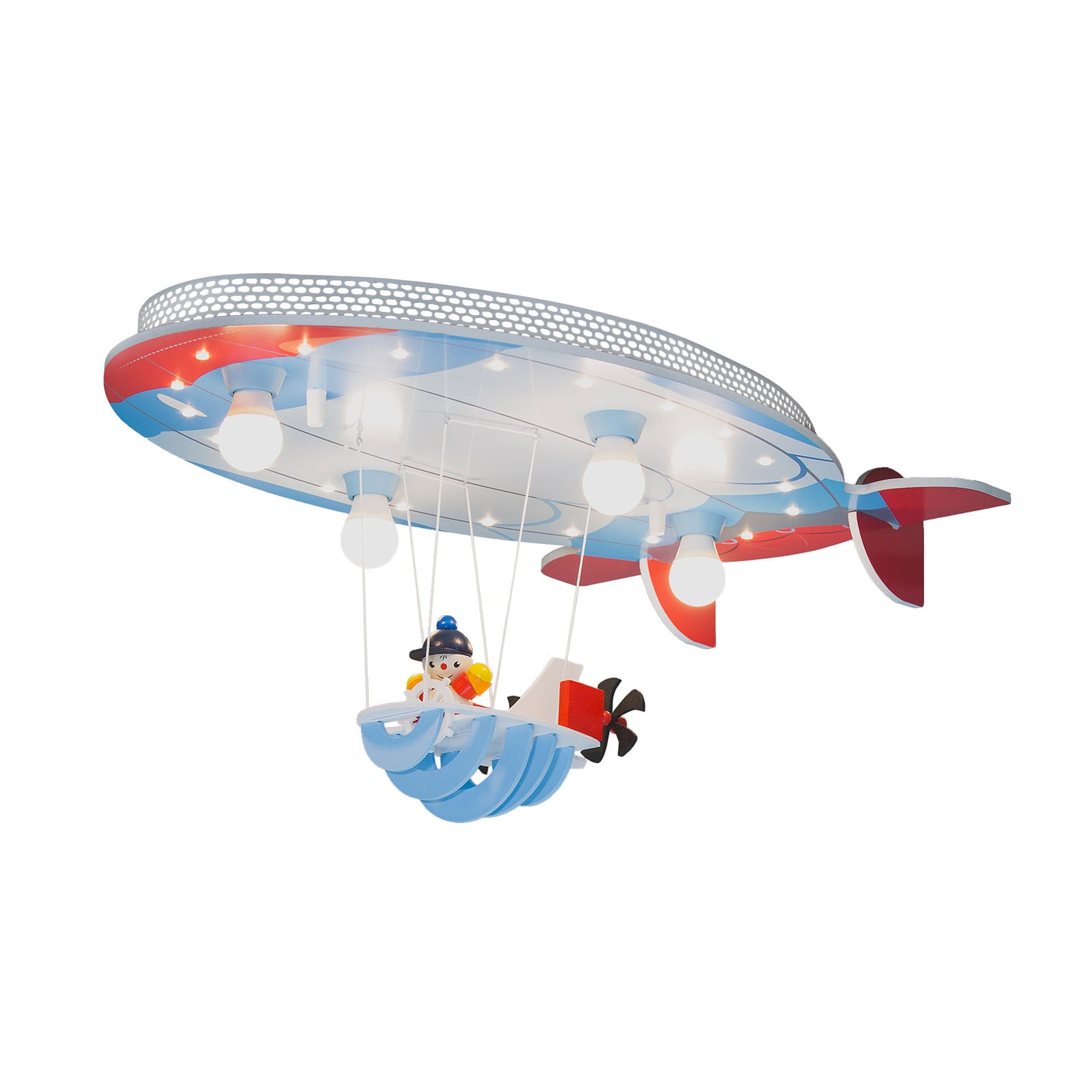 ELOBRA Deckenleuchte Luftschiff Joe LED Hängelampe Lampe dimmbar blau-rot - 4019698136133