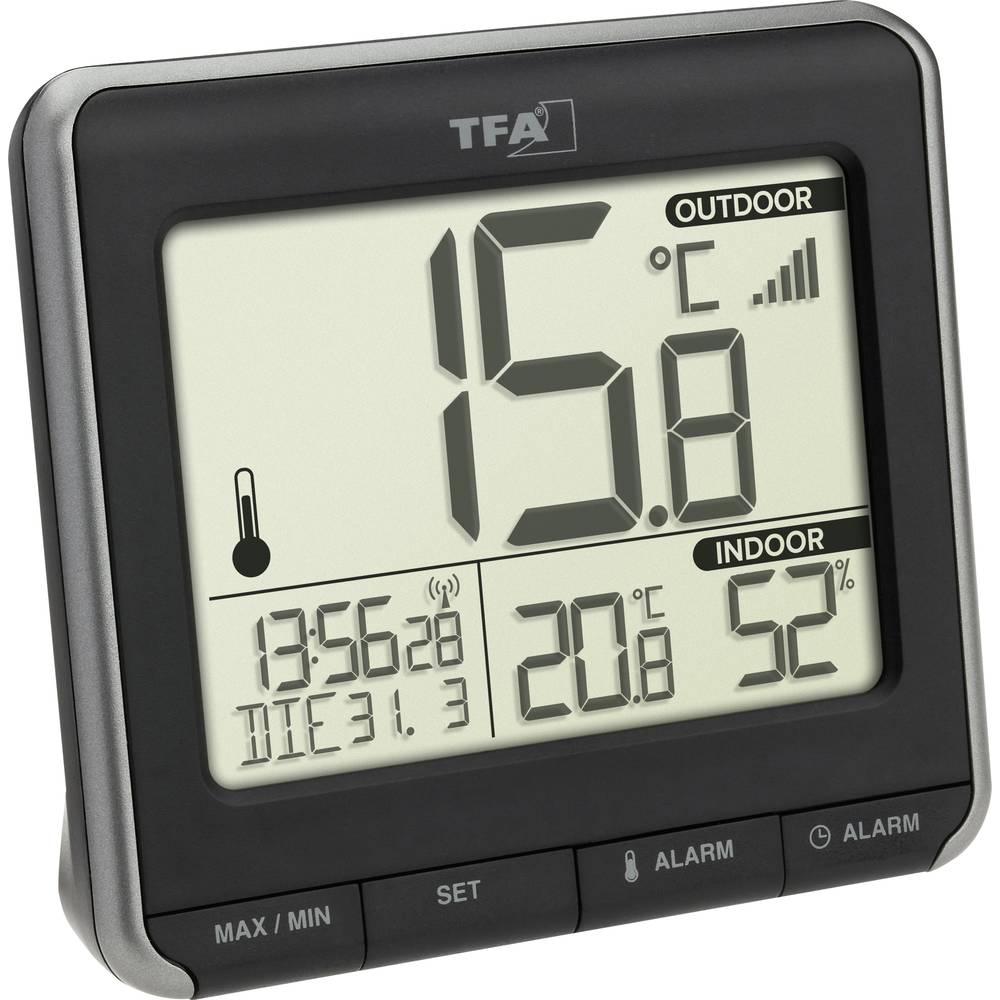 TFA Dostmann PRIO Funk-Thermometer Thermometer Temperatur digital Schwarz Weiß
