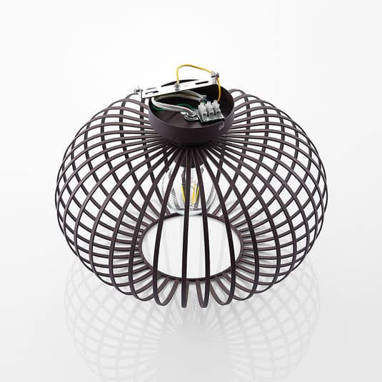 B-Ware Lindby Nahele Deckenlampe Hängelampe Lampe Leuchte E27 Käfigschirm Braun
