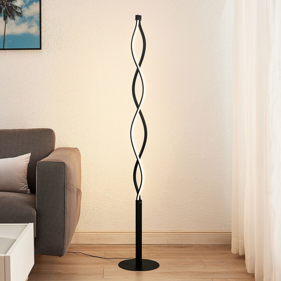 Lindby Welina Led Stehleuchte Standlampe Stehlampe Standleuchte Gedreht Schw256 B-Ware - 4251096597240