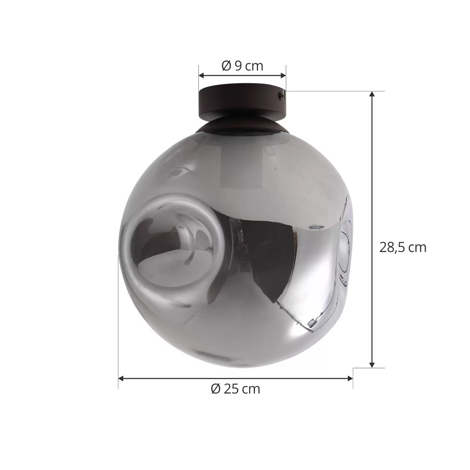 B-Ware Lindby Deckenlampe Valentina Deckenleuchte Deckenlicht Glas Rauchgrau Rund ø25cm