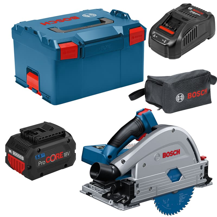 Bosch Akku Tauchsäge Säge Biturbo Gkt 18 V 52 Gc 2x5,5 Ah Akkus Ladegerät L Boxx B-Ware - 3165140930840