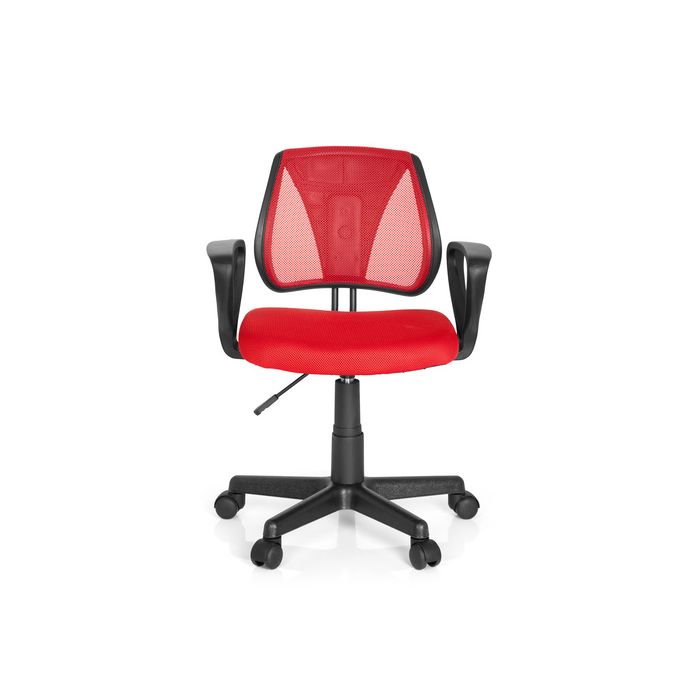 hjh OFFICE Kinderdrehstuhl KIDDY CD Stoff Netzstoff Armlehnen Rot Kinderstuhl - 4251084653521