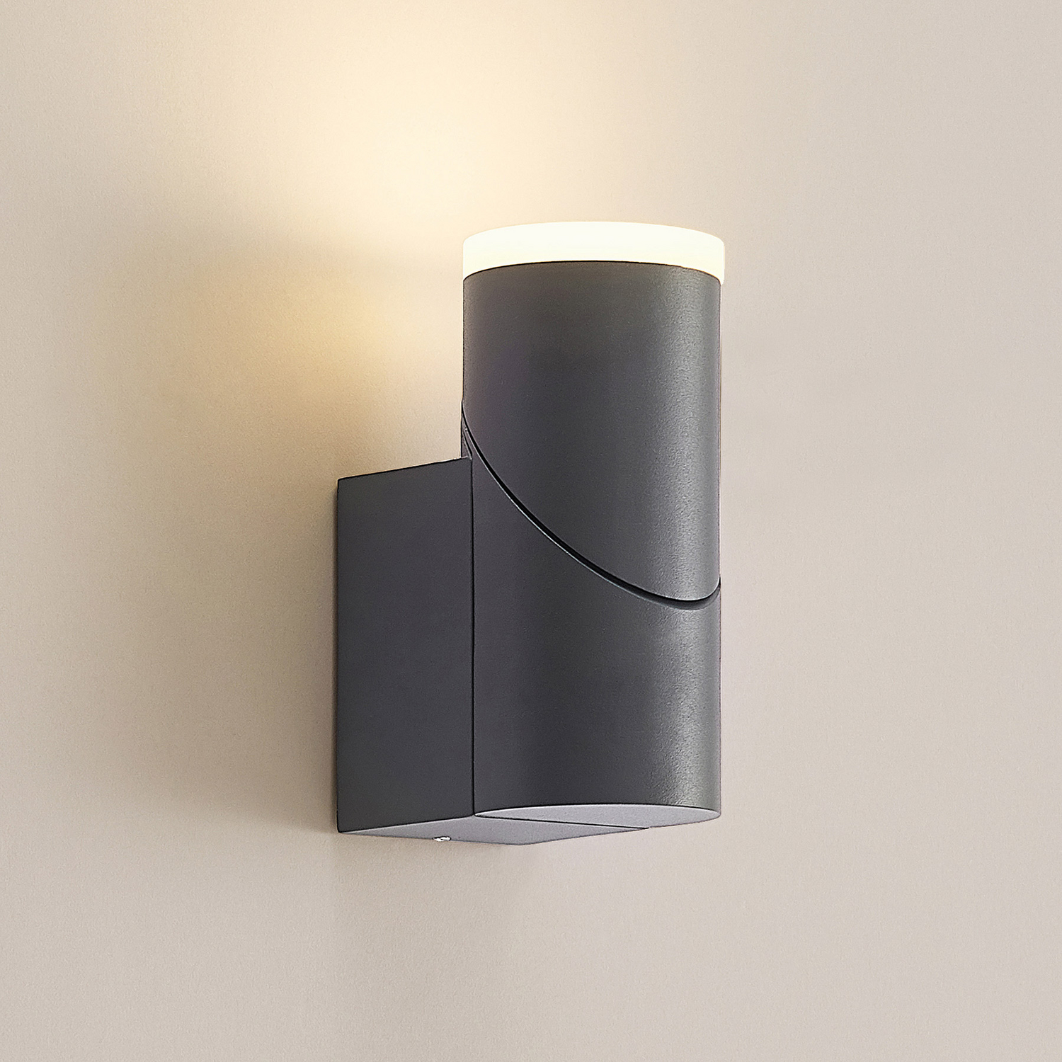 Lindby Aspyn LED-Außenwandleuchte Lampe warmweiß dunkelgrau 1fl IP54