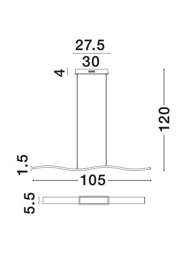 Nova Luce Pendelleuchte Hängeleuchte LED CESENA Chrom Warmweiß 105 cm 42 W Lampe - 5212017409737