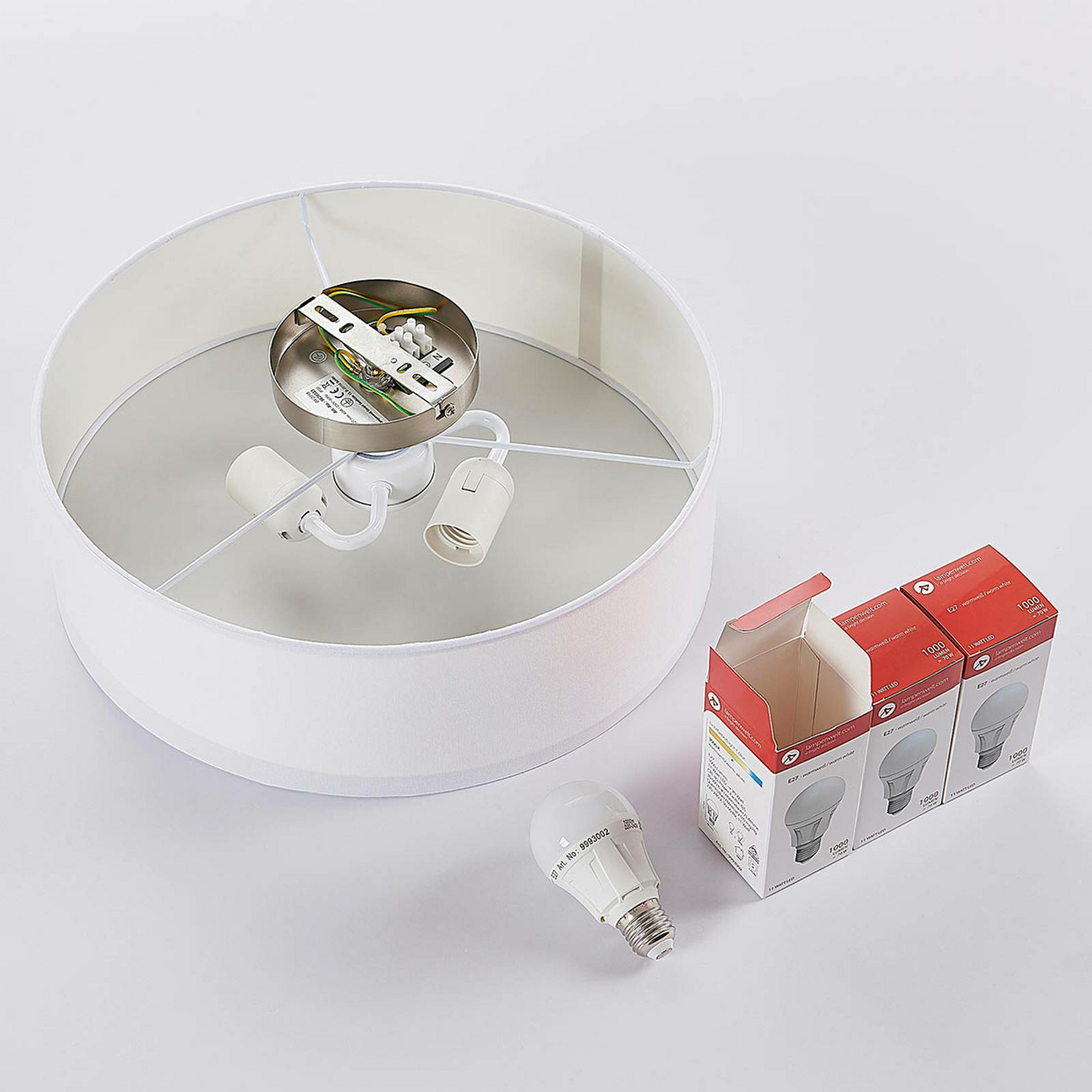 B-Ware Lindby Deckenlampe Sebatin Deckenleuchte Lampe Leuchte E27 Sockel ø 40 Cm Weiß