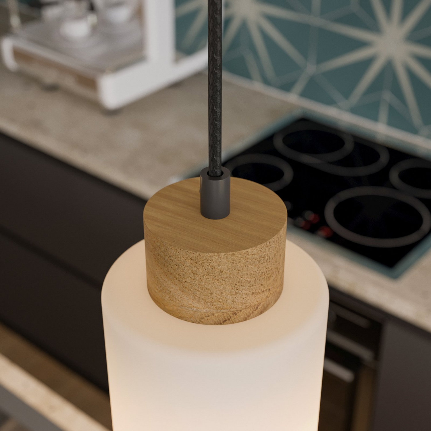 B-Ware Envostar Talia Hängeleuchte Pendelleuchte Deckenlampe Lampe 4 Flammig Eiche Weiß