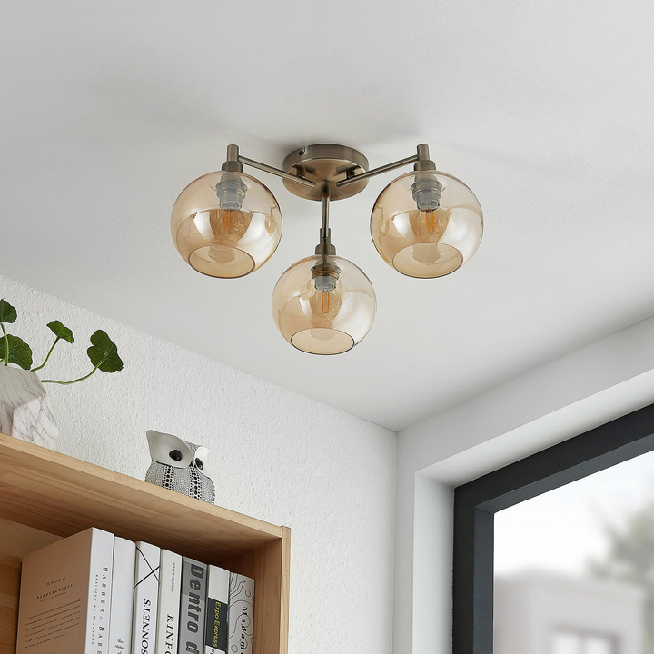 Lindby Jemissa Deckenlampe 3-flammig amber Deckenlicht Lampe Leuchte Spot Licht