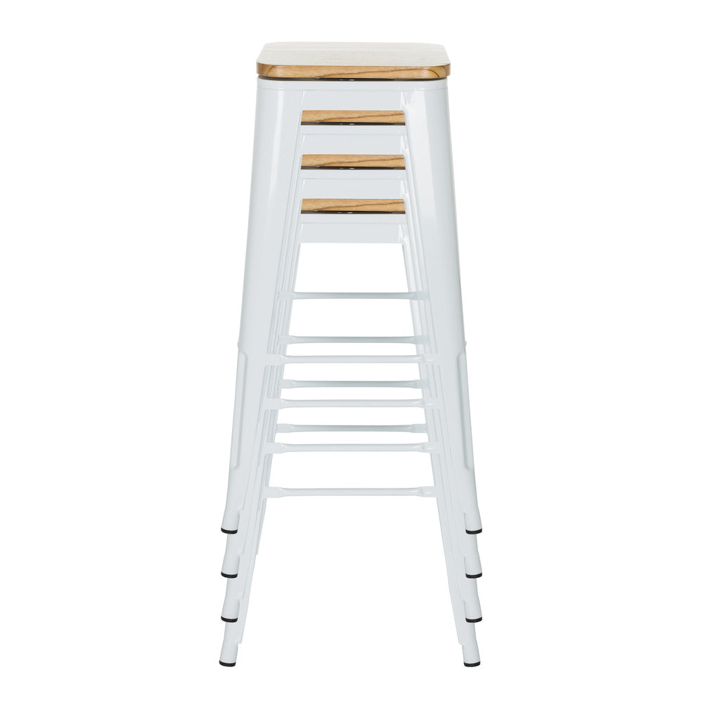 hjh OFFICE VANTAGGIO HIGH WS metallic weiß Sitz Echtholz drehbar Barhocker - 4064323037637