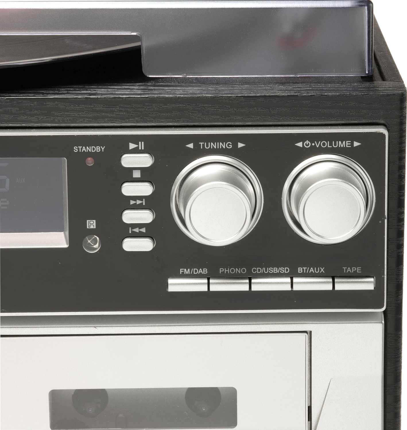 Système stéréo Denver Milliarden 166 DAB+, platine vinyle, carte SD, radio FM, fonction d'enregistrement USB (produit d'occasion).