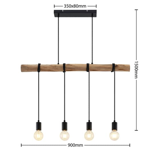 Lindby Ferris Hängeleuchte Hängelampe Pendelleuchte Deckenlampe Holz 4-fl. E27