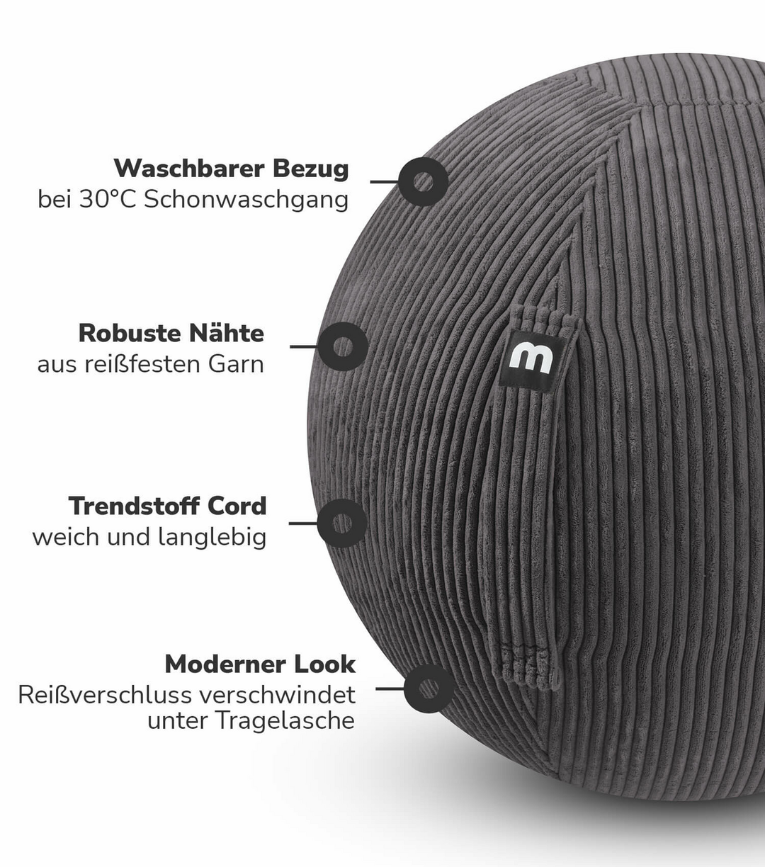 Mokebo Stoff Sitzball Büro Ergonomisch 'Der Sportliche', Sitzball Mit Pumpe Oder B-Ware