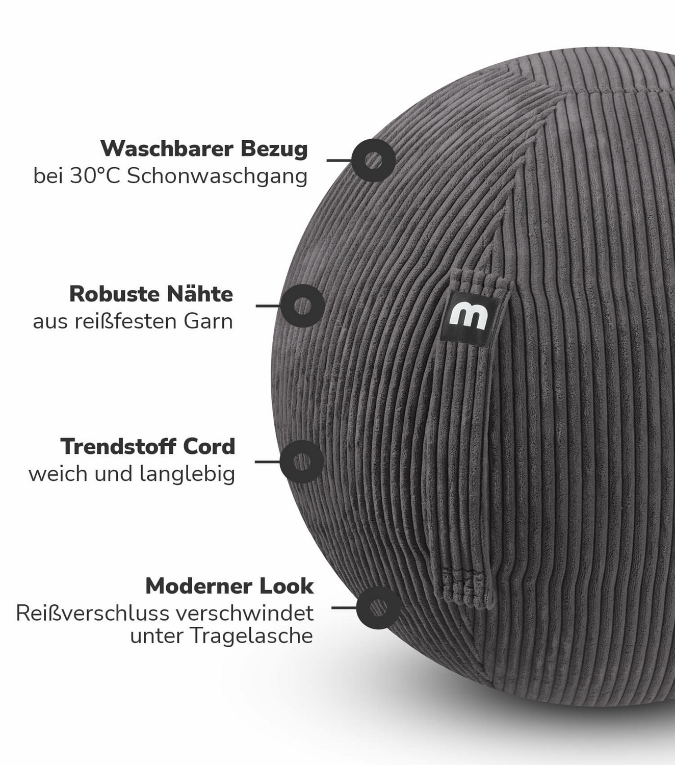 Ballon de gym ergonomique Mokebo en tissu pour bureau « The Sporty One », avec pompe ou produit de seconde main.