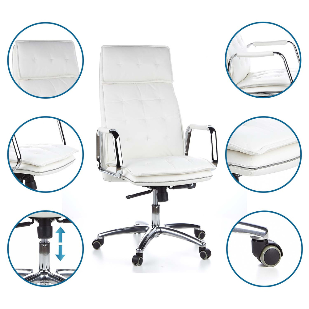 B-Ware Hjh Office Villa 20 Bürostuhl Chefsessel Leder Stuhl Nappaleder Elfenbein