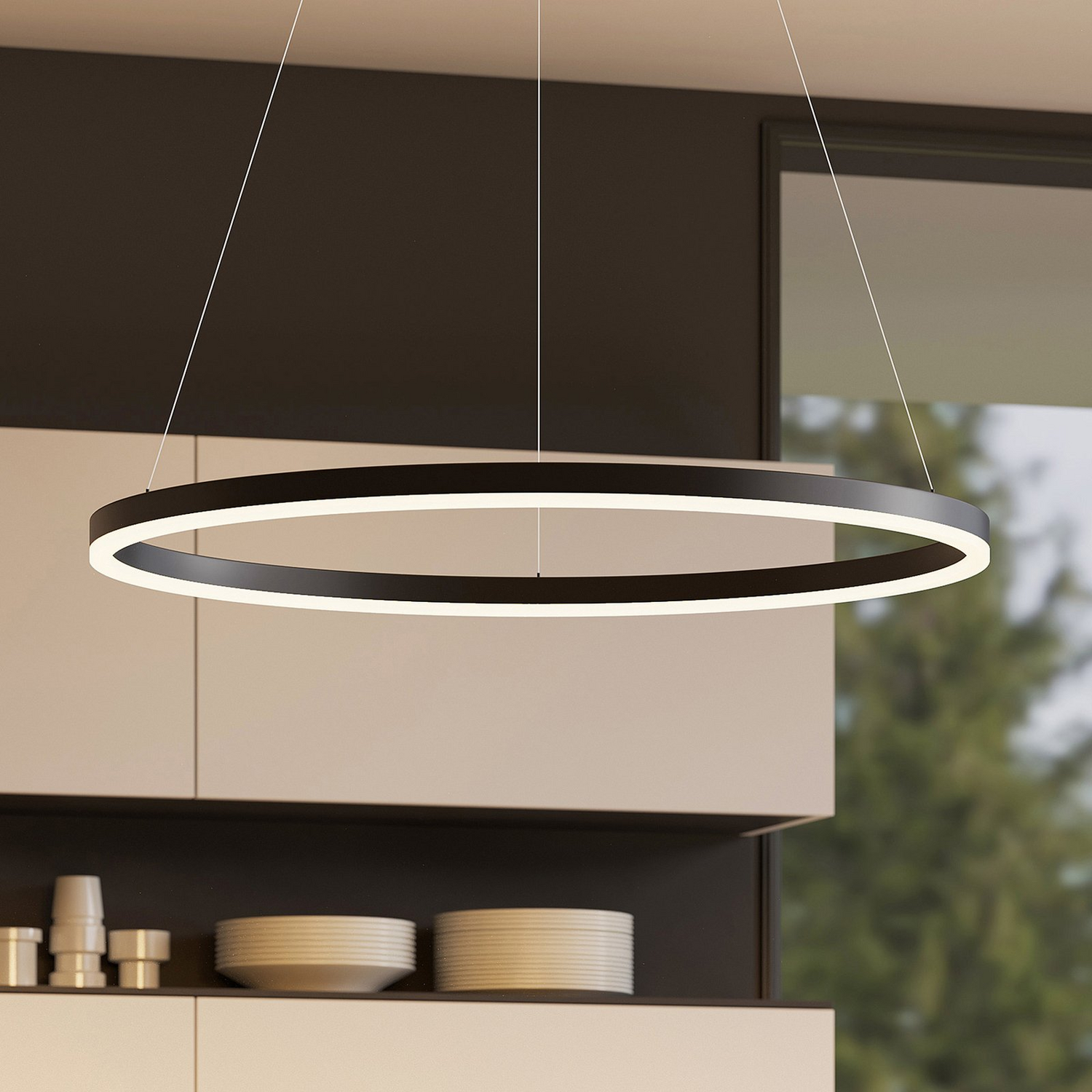 B-Ware Arcchio Albiona Led Hängeleuchte Hängeleuchte Lampe ø 80 Cm 46,8 W Schwarz Weiß
