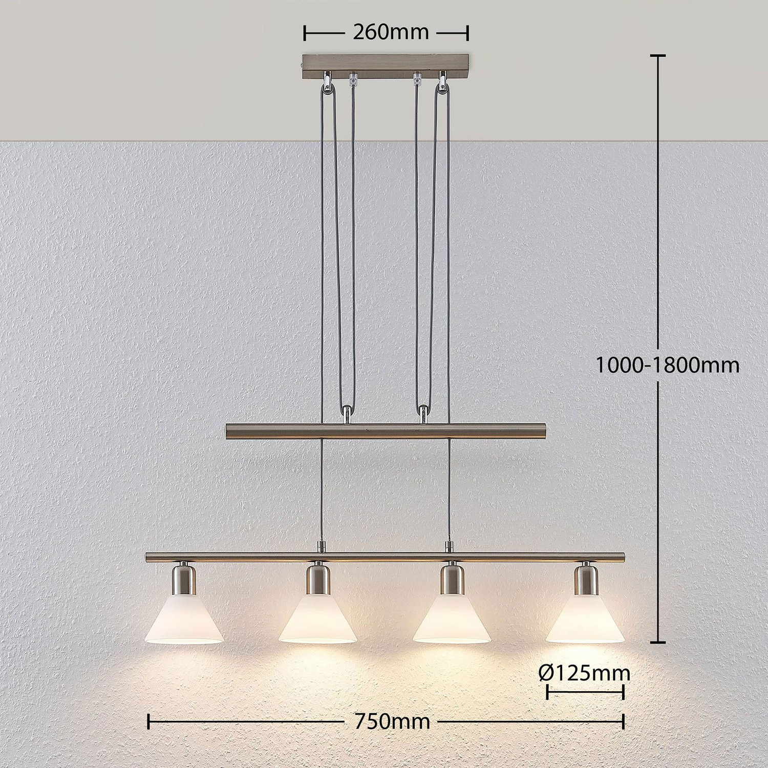 Suspension Lindby de qualité B, plafonnier Delira, lampe suspendue à 4 lumières 711 