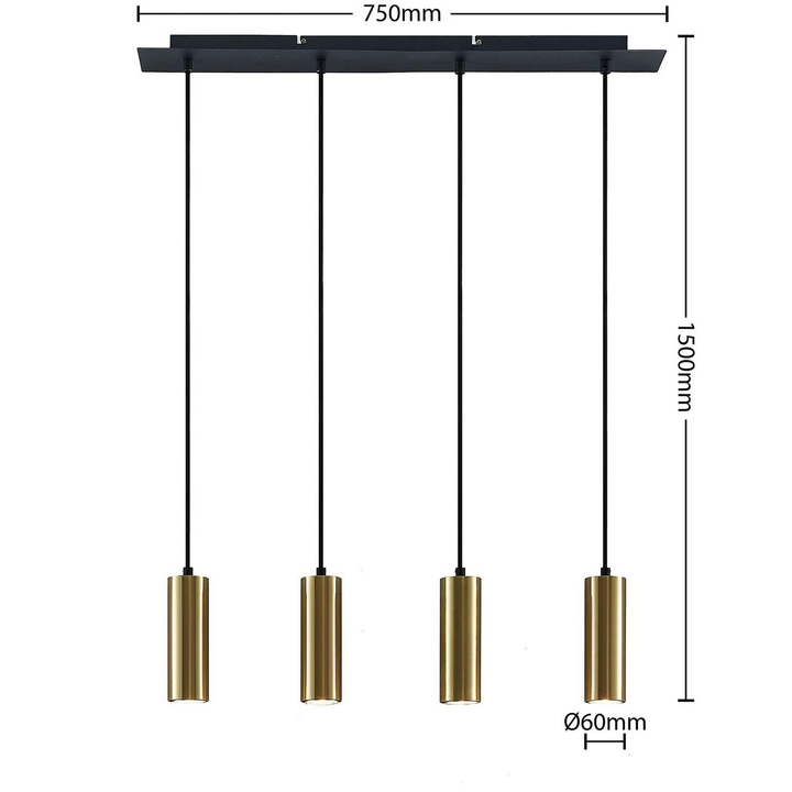 Lindby Raisan Pendelleuchte Pendelleuchte Lampe vierflammig GU10 schwarz messing