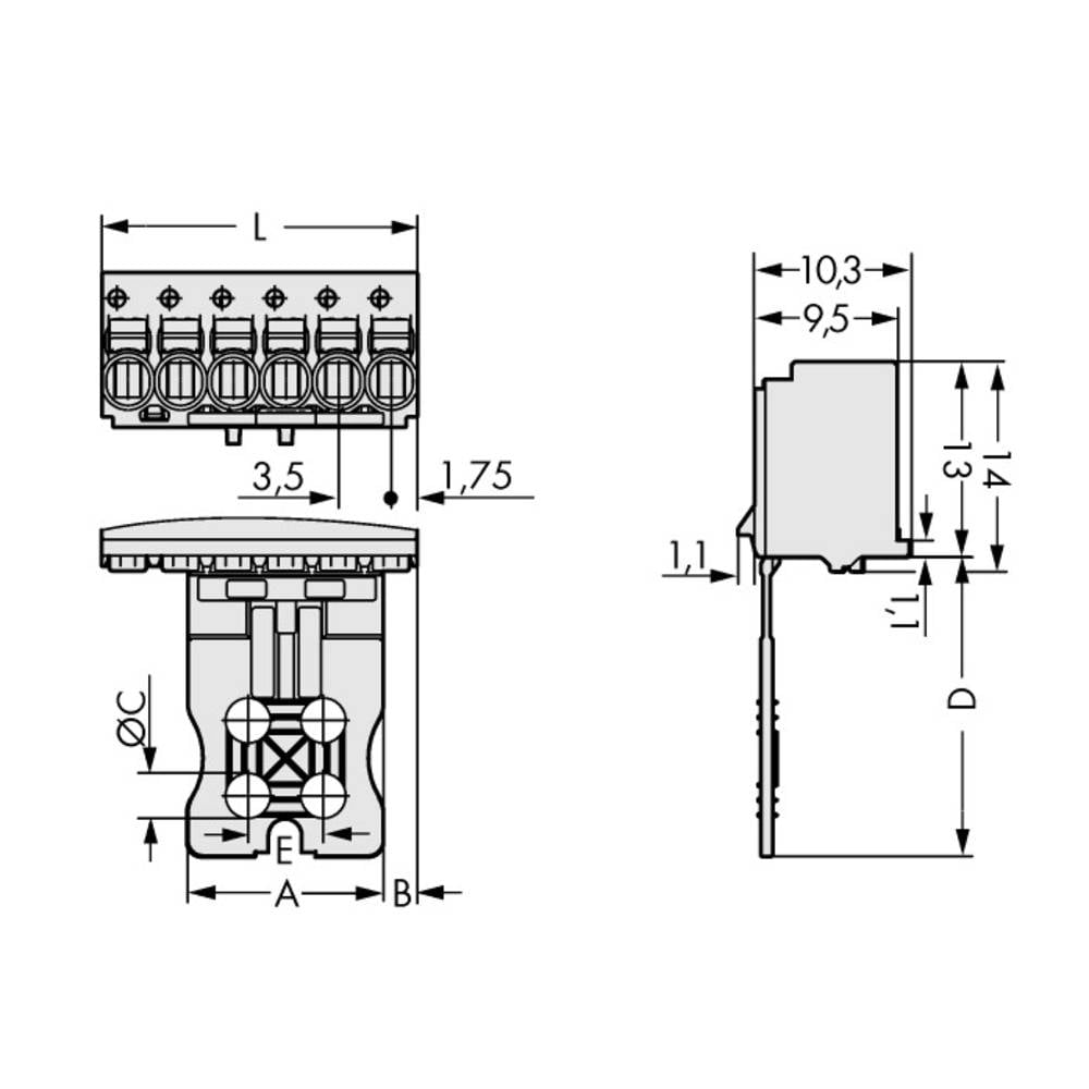 WAGO 2091 Stiftgehäuse-Platine Stiftleiste Steckverbindersystem