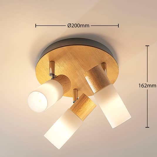 Lindby LED-Holzstrahler Christoph Deckenstrahler Lampe Deckenlampe 3-flammig 765 - 4251096546514