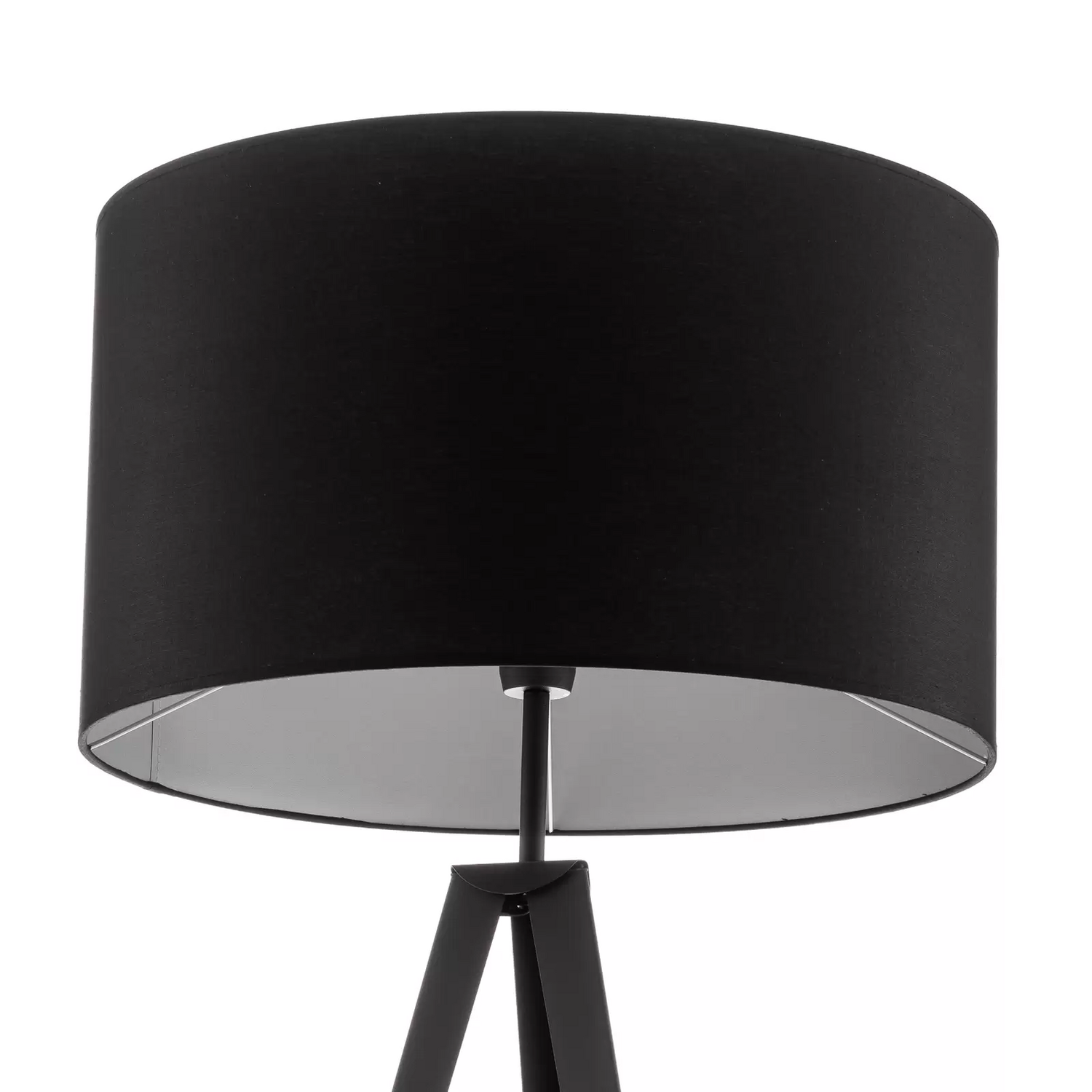 Stehleuchte Tago, Dreibein Schirm Schwarz/Silber Stehlampe Lampe Leselampe E27 B-Ware