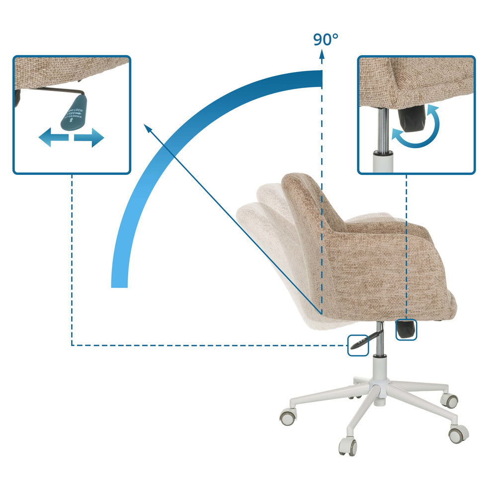hjh LIVING Bürostuhl Drehstuhl Home Office beige Bouclé Stoff höhenverstell649 - 4064323038894