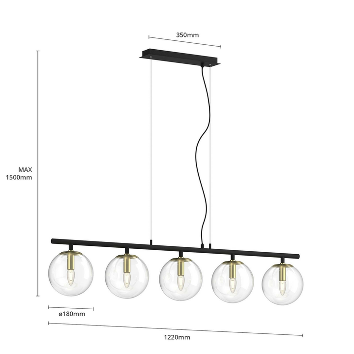 Lucande Sotiana Hängeleuchte Hängeleuchte Lampe Leuchte 5 Flammig E14 Glas Messi B-Ware - 4251096579239