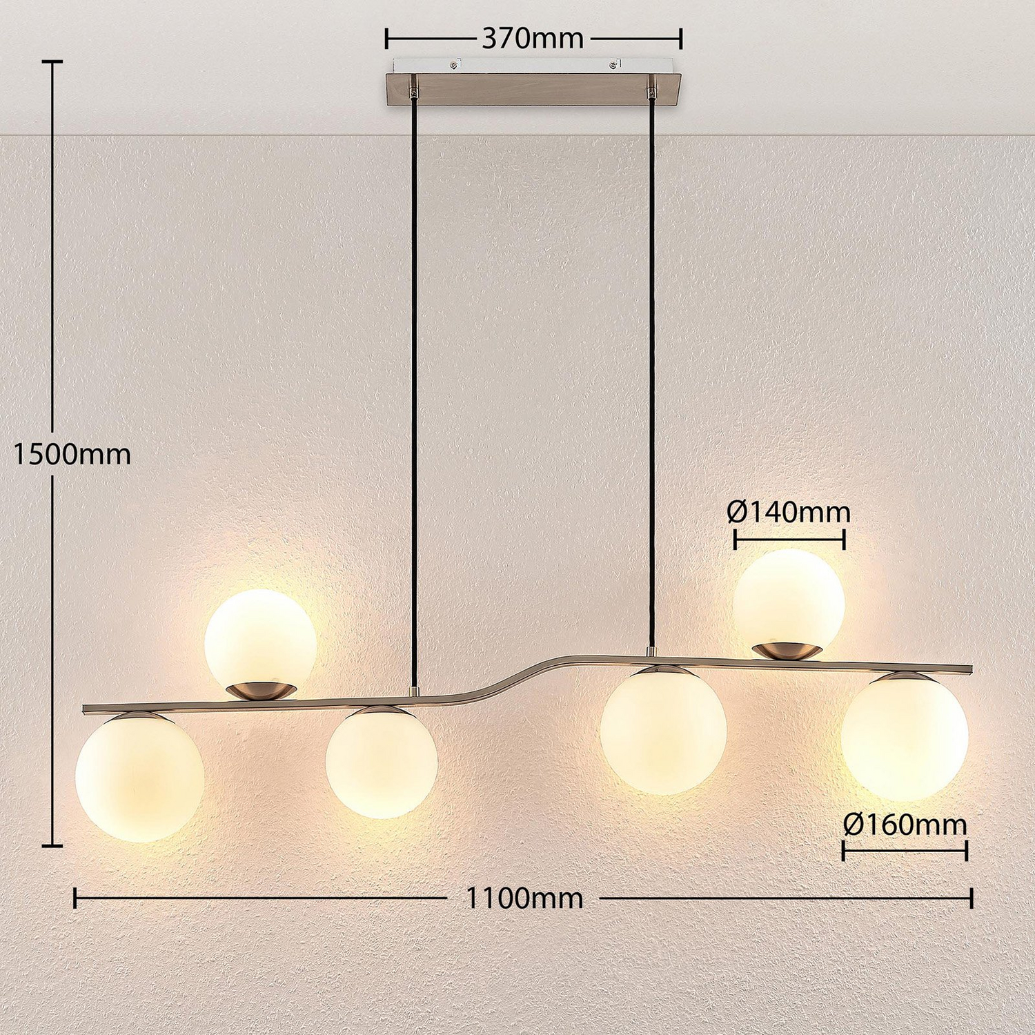 Suspension Lindby Avalyn de catégorie B, plafonnier, lampe suspendue, blanc Nic806