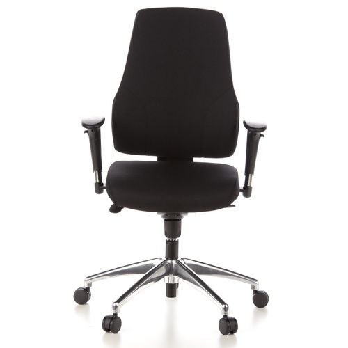hjh OFFICE PRO-TEC 200 Bürostuhl Drehstuhl Büro-Stuhl Stoff schwarz Aluminium - 4260182537176